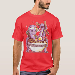 Kawaii Octopus Ramen Noodles Japansk Anime Otaku T Shirt