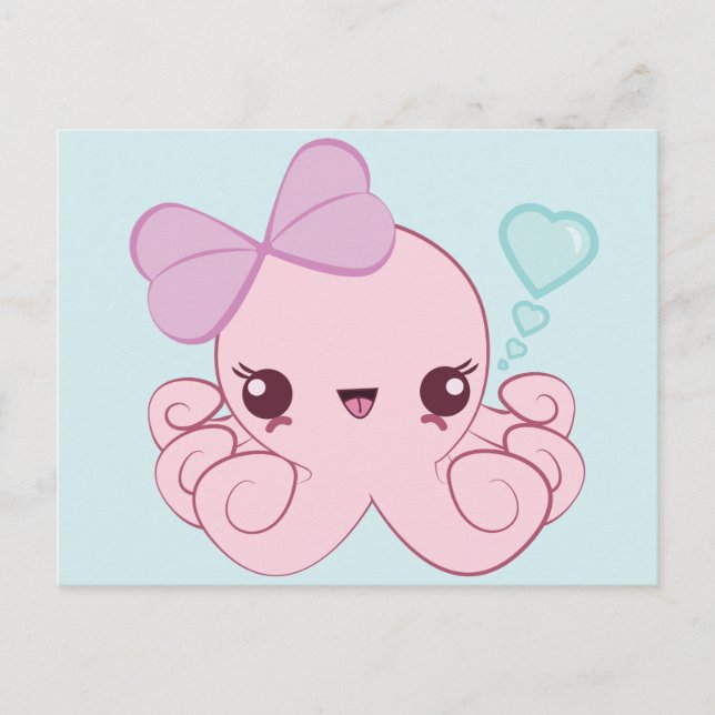 Kawaii Octopus vykort (Framsida)