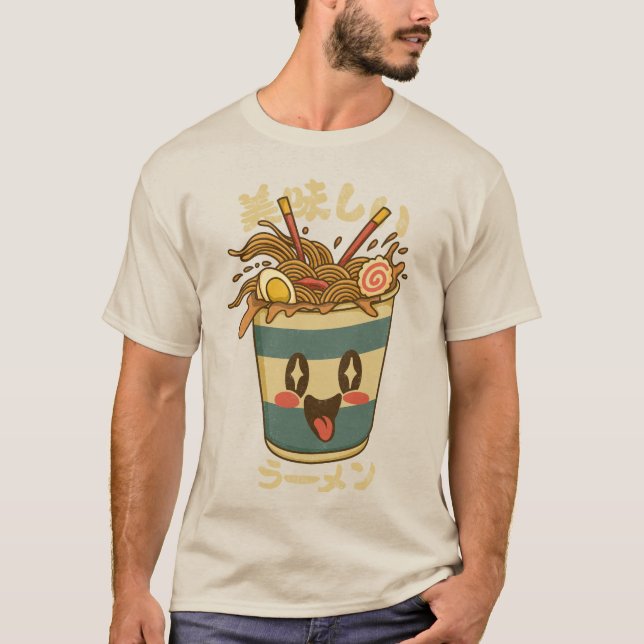 Kawaii Oishii Ramen – Cute Japanese Noodle Cup T Shirt (Framsida)