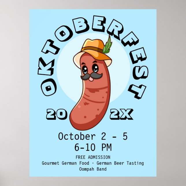 Kawaii Oktoberfest Bratwurst Poster (Framsidan)