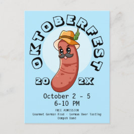 Kawaii Oktoberfest Bratwurst Vykort
