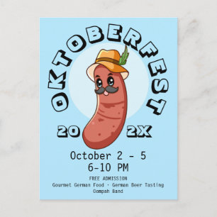 Kawaii Oktoberfest Bratwurst Vykort