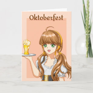 Kawaii Oktoberfest Maid med Beer Kort