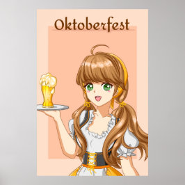Kawaii Oktoberfest Maid med Beer Poster