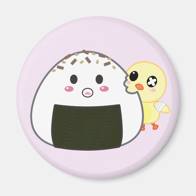 Kawaii "Onigiri" Boll med Ejiki Chicken Magnet (Framsidan)