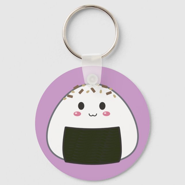 Kawaii ’Onigiri’ Ris Boll med Toppings Nyckelring (Framsida)