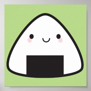 Kawaii Onigiri Ris Boll Poster