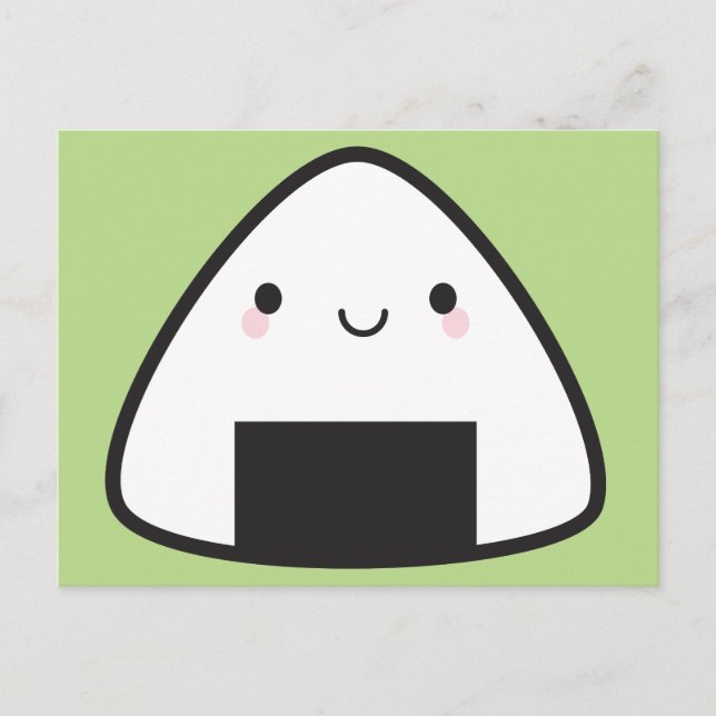 Kawaii Onigiri Ris Boll Vykort (Framsida)