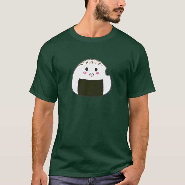 Kawaii "Onigiri" risboll med Bitemark T Shirt (Framsida)