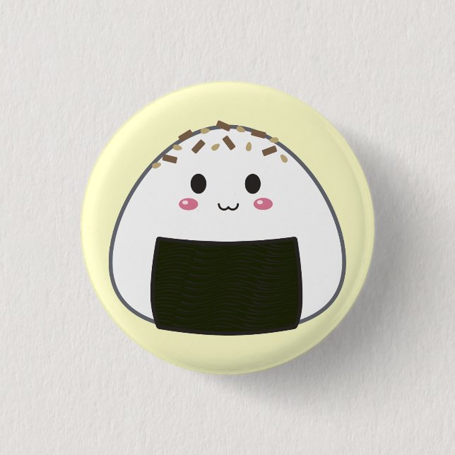 Kawaii "Onigiri" risboll med toppningar Knapp (Framsida)