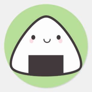 Kawaii Onigiri risboll Runt Klistermärke