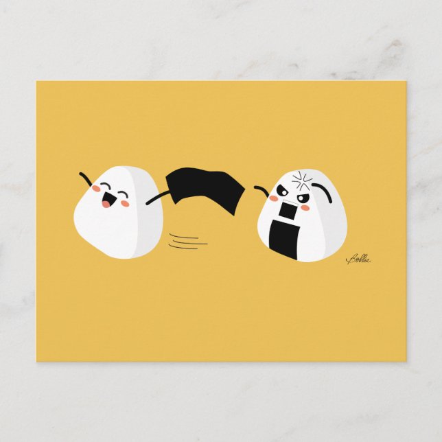 Kawaii Onigiri Running Postcard Vykort (Framsida)