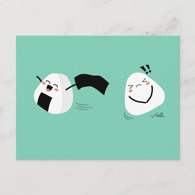 Kawaii Onigiri Steft Postcard Vykort (Framsida)