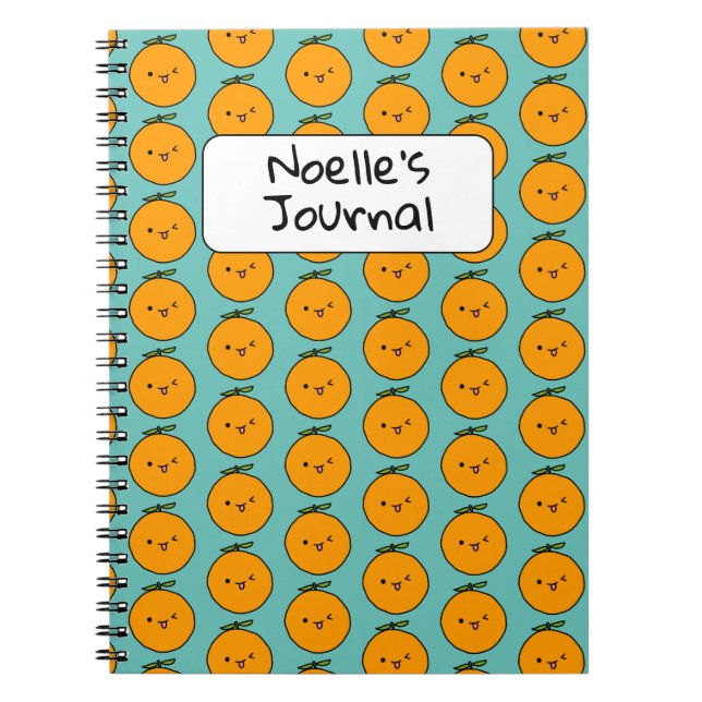 Kawaii Orange Anpassade Personlig Journal Anteckningsbok (Framsidan)