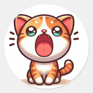 Kawaii Orange Cat Runt Klistermärke