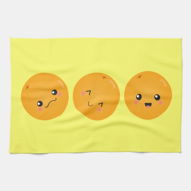 Kawaii Orange Rullar runt Kökshandduk (Horisontell)