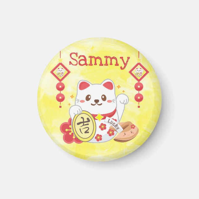 Kawaii Oriental Lucky Cat Magnet (Framsidan)