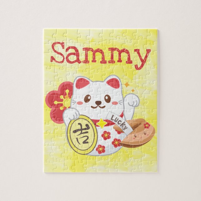 Kawaii Oriental Lucky Cat Pussel (Vertikal)