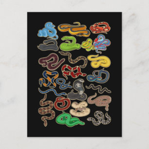 Kawaii Orm Collage Söt Reptil Vykort