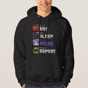 Kawaii Otaku Manga Eat Ssov Anime Repeat Kanji Fa Hoodie