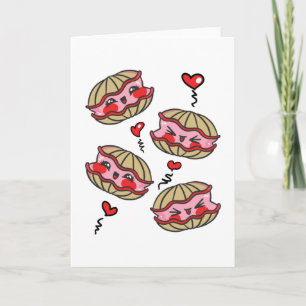 Kawaii Oysters i kärlek Alla hjärtans dag Kort