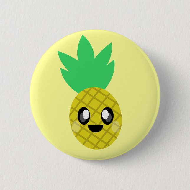 kawaii panäpple frukt ansikte så lycklig söt knapp (Framsida)