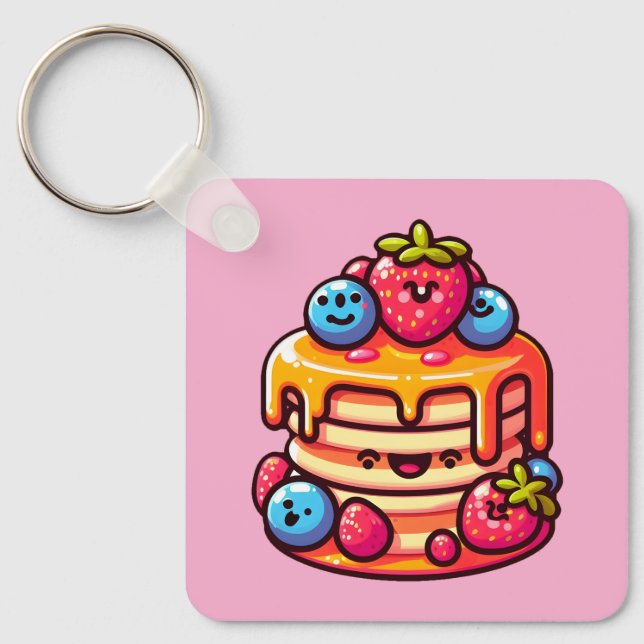 Kawaii Pancake Breakfast Cute Food Design Nyckelring (Framsida)