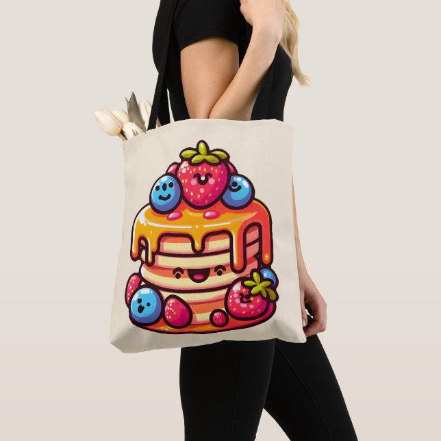 Kawaii Pancake Breakfast Cute Food Design Tygkasse (Närbild)