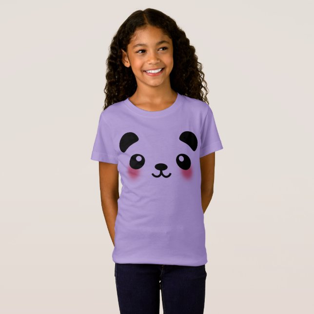 Kawaii Panda Ansikte T-shirt (Hel framsida)