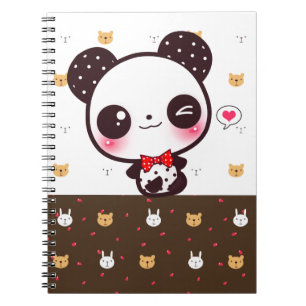 Kawaii panda anteckningsbok med spiral