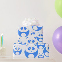 Kawaii Panda Baby blue och White Mönster