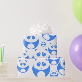 Kawaii Panda Baby blue och White Mönster Presentpapper