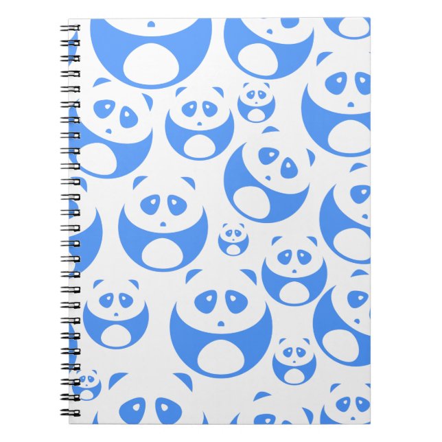 Kawaii Panda Baby blue och WhitePattern Anteckningsbok (Framsidan)