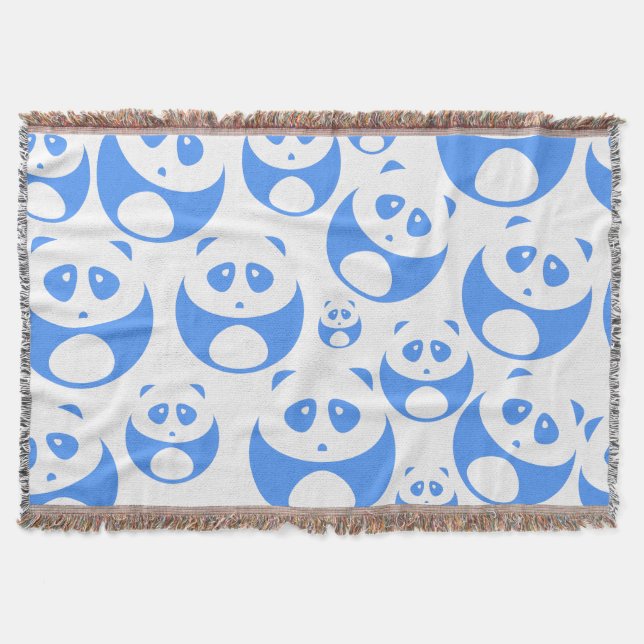 Kawaii Panda Baby blue och WhitePattern Filt (Framsidan)