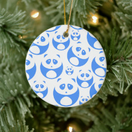 Kawaii Panda Baby blue och WhitePattern Julgransprydnad Keramik
