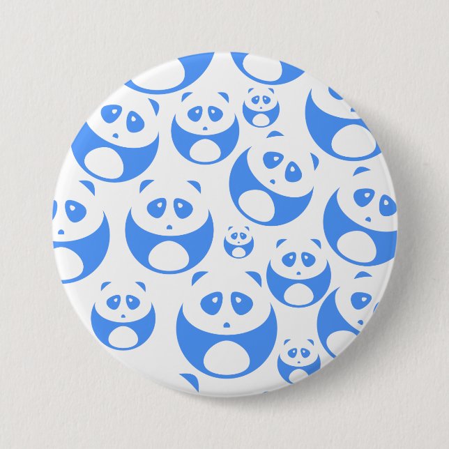 Kawaii Panda Baby blue och WhitePattern Knapp (Framsida)