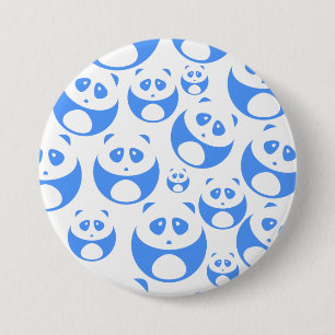 Kawaii Panda Baby blue och WhitePattern Knapp