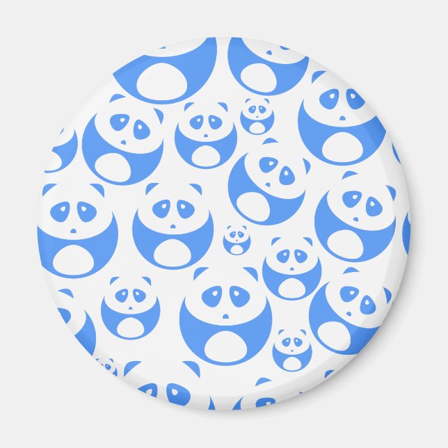 Kawaii Panda Baby blue och WhitePattern Magnet (Framsidan)