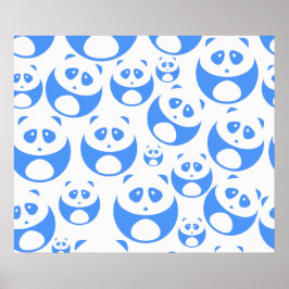 Kawaii Panda Baby blue och WhitePattern Poster