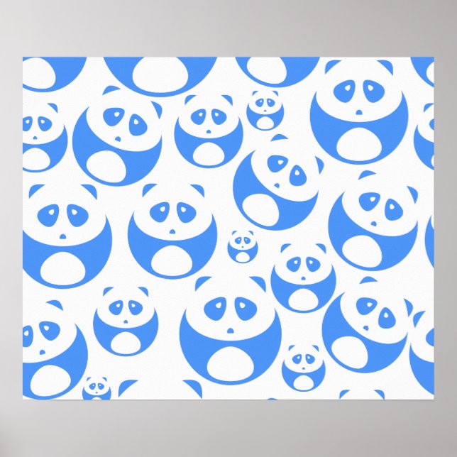 Kawaii Panda Baby blue och WhitePattern Poster (Framsidan)