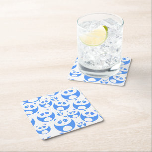 Kawaii Panda Baby blue och WhitePattern Underlägg Papper Kvadrat