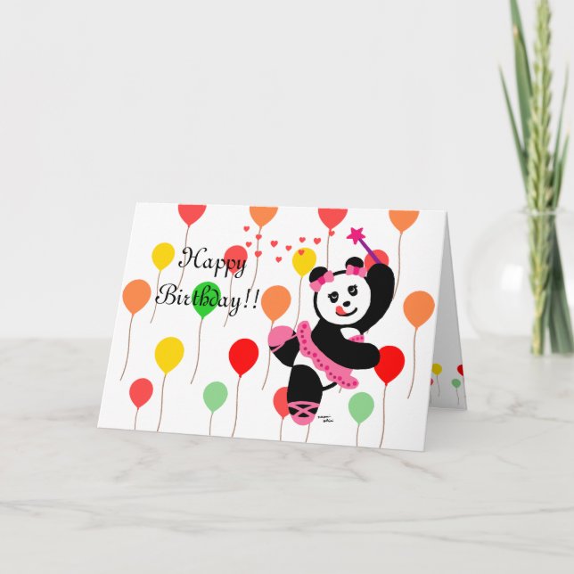 Kawaii Panda Ballet Dancer Skäl Birthday Kort (Framsida)