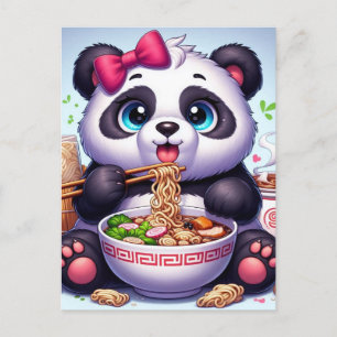 Kawaii Panda Bear Eating Ramen Vykort