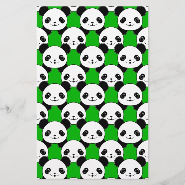 Kawaii Panda Bear Mönster Brevpapper (Framsida)