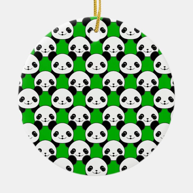 Kawaii Panda Bear Mönster Julgransprydnad Keramik (Framsidan)