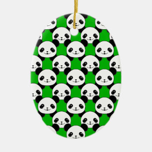 Kawaii Panda Bear Mönster Julgransprydnad Keramik