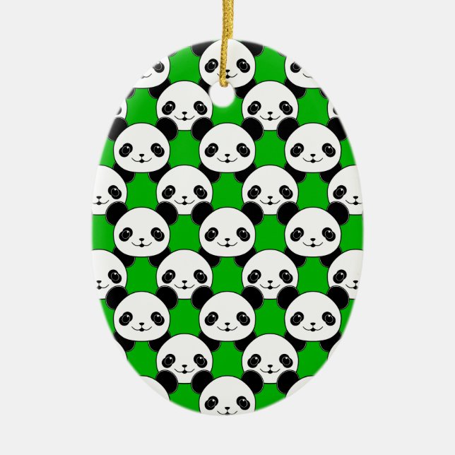 Kawaii Panda Bear Mönster Julgransprydnad Keramik (Framsidan)