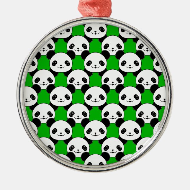 Kawaii Panda Bear Mönster Julgransprydnad Metall (Framsidan)