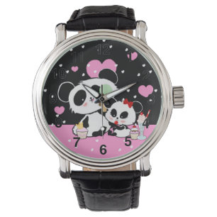 Kawaii Panda Bear Picnic Mor Dotter av LeahG Armbandsur