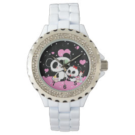 Kawaii Panda Bear Picnic Mor Dotter av LeahG Armbandsur